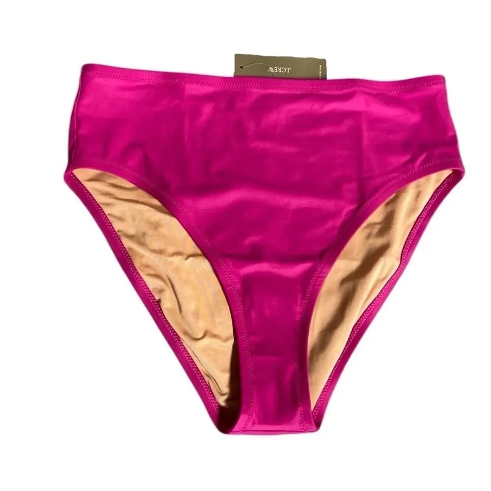 NEW J. Crew Hallie Bikini Bottom High Waist Size M Pink Radiant Fuchsia